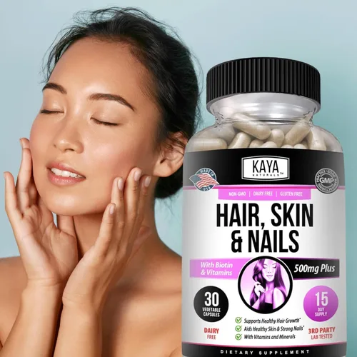 Miniatura 9 de Kaya Naturals Cápsulas de uñas para el cabello y la piel con biotina, vitaminas para el cabello y la piel, vitamina D, vitamina B-12 A, soporte