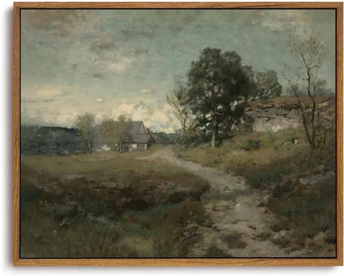 OIQArtOIQ - Cuadro de paisaje en lienzo enmarcado estilo vintage, impresión pintura al óleo, decoración campestre y estética para cocina,