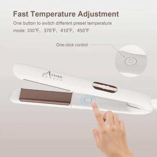 Miniatura 4 de Aima Beauty - Plancha plana de titanio de 1¼ pulgadas, alisadora de cabello 2 en 1 con placas de revestimiento de cerámica flotante 3D para un