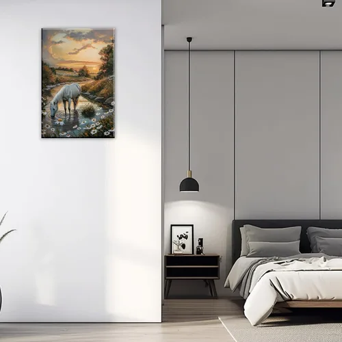 Miniatura 5 de Lienzo de caballo blanco para pared, impresión de imagen abstracta de animales, póster de arte vintage de granja, pintura de paisaje retro del Obras