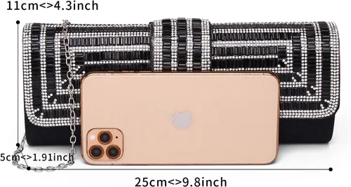 Miniatura 2 de Labair Bolso de noche y embragues para mujer, bolso de mano brillante con diamantes de imitación, bolso formal para fiesta de boda.