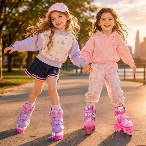 Miniatura 9 de HYKID Patines de Ruedas para Niños Pequeños, 4 Tamaños Ajustables, Iluminación Divertida, Tipo de Seguridad de Tres Puntos, Parte Superior Ángel