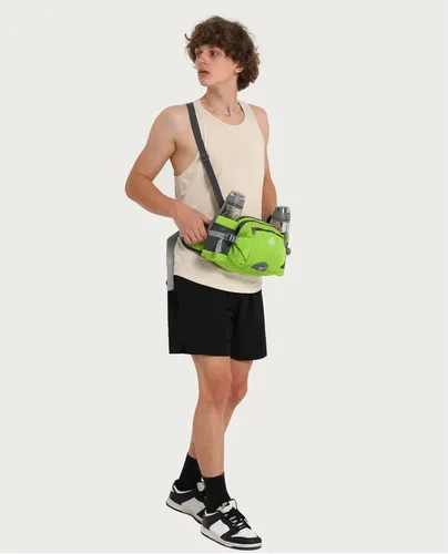 Miniatura 2 de Waterfly - Riñonera Fanny Pack: Bolso Fanny con 2 soportes para botellas de agua, cinturón lumbar, para senderismo, caminatas, correr, trotar, Verde