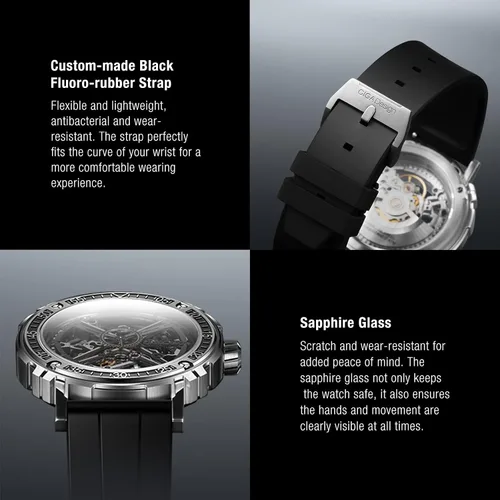 Miniatura 7 de CIGA Design Reloj mecánico automáticomanual de la serie Magician de acero inoxidable y titanio, funda desmontable de cristal de zafiro, correa