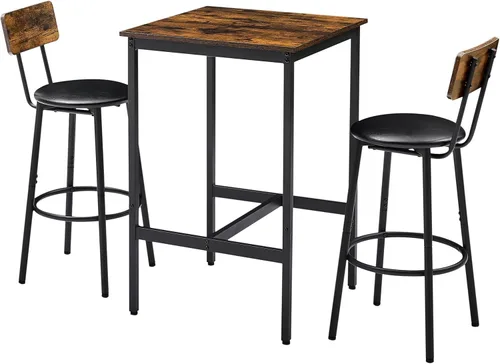 Miniatura 11 de Juego de mesa de comedor de 3 piezas para 2, mesa de bar moderna y sillas para cocina de espacio pequeño, juego de comedor rectangular de madera