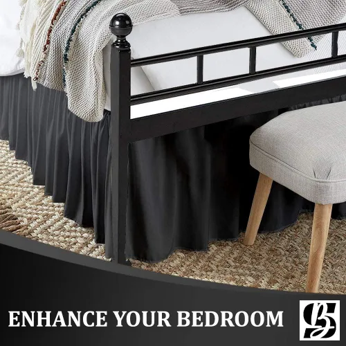 Miniatura 2 de SKY BEDDINGS - Falda de cama con volantes con esquinas divididas tamaño Twin con caída de 12 pulgadas, falda de cama con volantes antipolvo con Gris