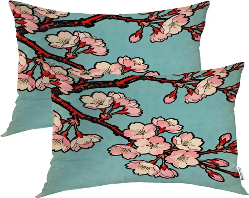 Miniatura 50 de Batmerry Black Cat Green Leaves Throw Pillow Covers, Cat Among Foliage Decorative Pillow Covers Digital Printing Blended Fabric for Couch Sofa Bed