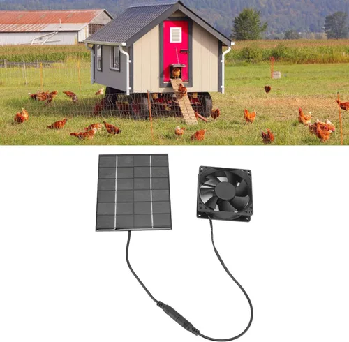 Miniatura 5 de Kit de ventilador de panel solar, mini ventilador de escape con energía solar, herramienta de disipación de calor para invernadero, gallineros