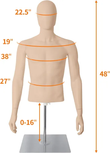 Miniatura 2 de maniquí femenino sin cabeza, de plástico ajustable, cuerpo medio para exhibición, con cabeza y soporte de metal, para tiendas minoristas de ropa
