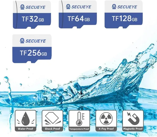 Miniatura 7 de SECUEYE - Tarjeta de memoria TF de 128 GB clase 10 FAT32 de alta velocidad de lectura/escritura 24/7 grabación para cámara de seguridad Dash Cam
