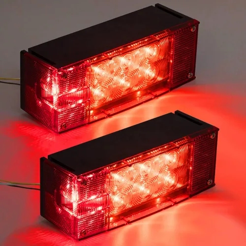 Miniatura 7 de CZC AUTO Exclusivo 12V LED de perfil bajo, kit de luz de remolque rectangular sumergible, luces de cola, parada, giro y marcha para remolque