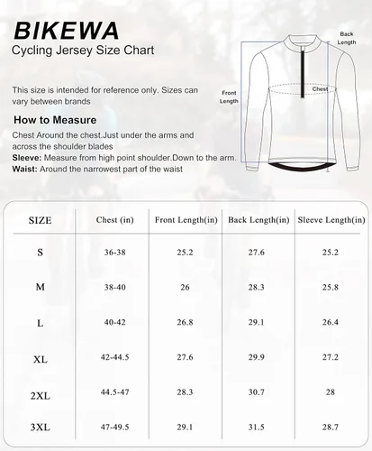 Miniatura 7 de Bikewa Maillot de ciclismo para hombre con 3+1 bolsillos traseros con cremallera, manga larga, absorción de humedad, UPF 50+ media cremallera