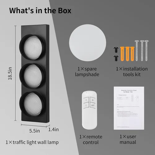 Miniatura 5 de yeesport Lámpara de Pared con Señal de Tráfico, Luz LED de Tráfico Retro con Control Remoto, Luz de Stop para Dormitorio Infantil, Luz Decorativa