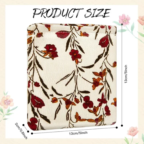 Miniatura 2 de Abbylike 4 piezas de bolsa de maquillaje floral, bolsa de cosméticos de pana con cremallera, pequeñas bolsas portátiles para bolso, mini bolsa