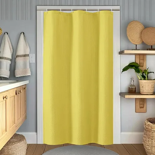 Miniatura 16 de OWENIE Cortina de ducha blanca para baño, 96 pulgadas, extra larga, elegante cortina de ducha de tela texturizada en relieve 3D, repelente al agua