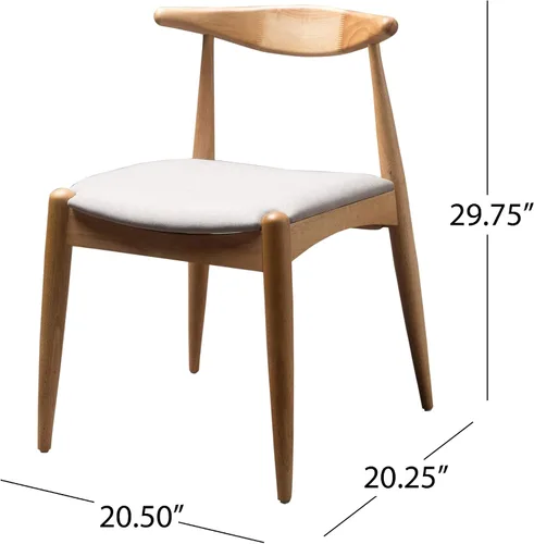 Miniatura 3 de Sandra Grey set de 2 sillas modernas, para comedor, estilo mediados de siglo, de tela color gris y madera de nogal. Beige