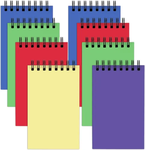 Utron 8 cuadernos en espiral, cuaderno de bolsillo de doble bucle de 3 x 5, mini cuadernos estilo oficina, bloc de notas pequeño de bolsillo,
