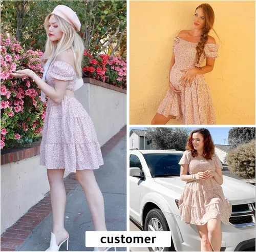 Miniatura 3 de Byinns Vestido corto con cordón para mujer, cuello corazón, vestido vaporoso, manga larga, volantes, lindo vestido de invitada de boda