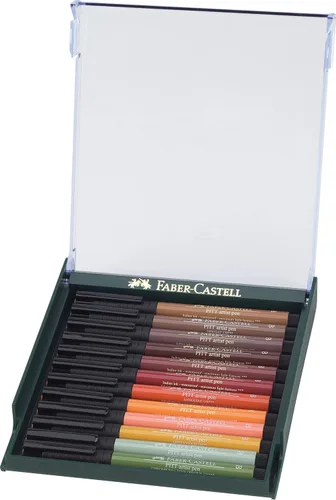 Miniatura 2 de Faber-Castell Art & Graphic Pitt Artist Pen Brush India Ink Pen, tonos tierra, juego de 12, para arte, manualidades, dibujo, bocetos, hogar
