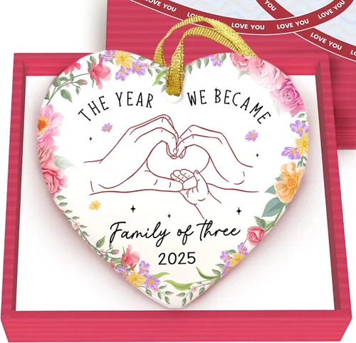 Miniatura 14 de GOSSBY Adorno de Amistad para Mujeres para Amiga - Amigas Que Se Han Convertido en Familia - Adorno Navideño de Cerámica en Forma de Corazón para He