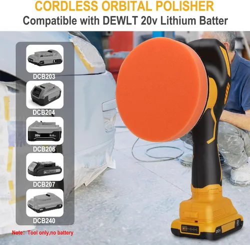 Miniatura 6 de Pulidor de búfer compatible con batería Dewalt de 20 V, 8 pulidores de velocidad variable y pulidor para pulidor orbital de detalles de automóvil