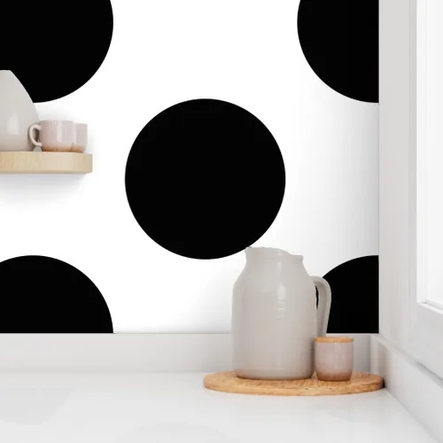 Miniatura 8 de Papel tapiz para despegar y pegar, diseño de lunares, círculos negros y blancos, moderno, geométrico, extraíble, por Spoonflower