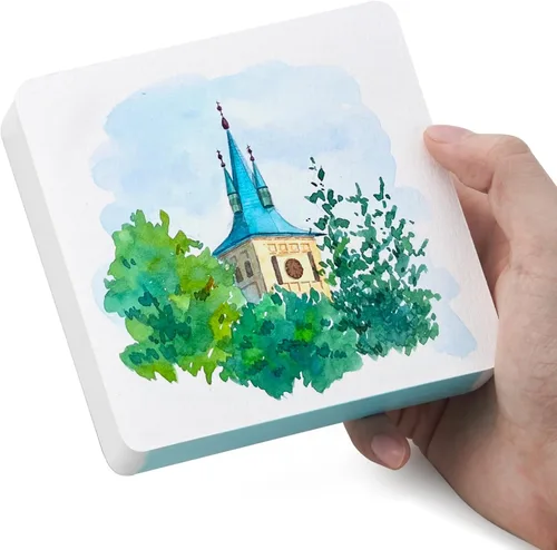 Miniatura 9 de LIGHTWISH Mini cuaderno de bocetos de acuarela, 60 hojas de 2.6 x 3.3 pulgadas, 100% algodón, prensado en frío, 300 gsm/140 libras, mini libro