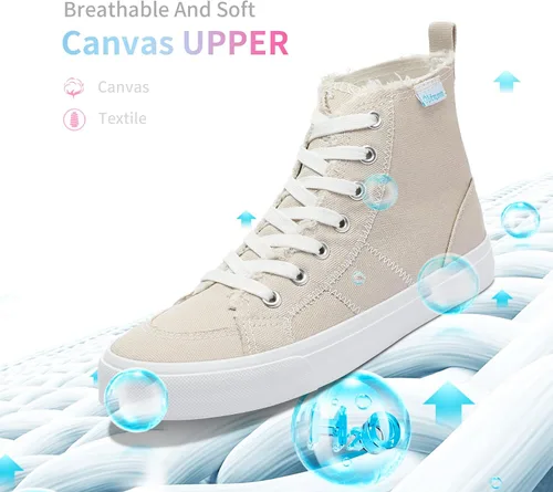 Miniatura 16 de Obtaom Zapatos de lona de alta calidad para mujer/hombre para jugar a media pantorrilla, zapatillas de deporte de moda casuales con cordones de alta