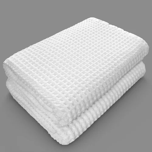 Miniatura 12 de Softerry Juego de toallas de baño europeas de tejido gofre, 100 % algodón orgánico, secado rápido, sin pelusas, finas y absorbentes, resistentes a