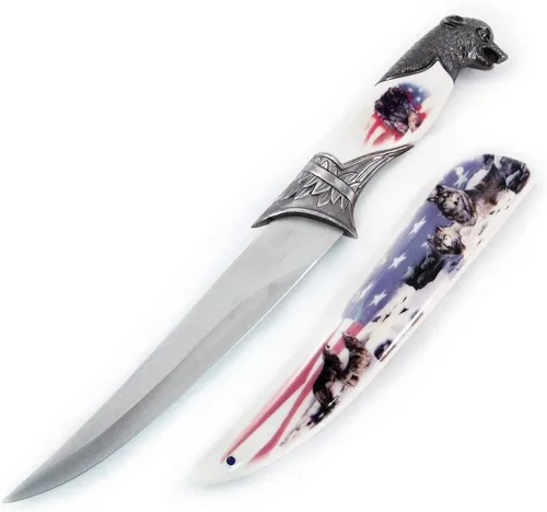 Miniatura 9 de ASR Outdoor Cuchillo de caza de coleccionistas de 13 pulgadas con vaina decorativa y mango con cabeza de animal (muchos estilos)