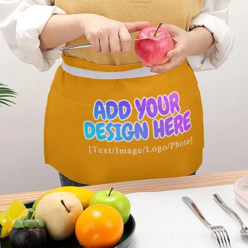 Miniatura 62 de AXKEUDO Delantal personalizado con bolsillos, delantales de cintura para camarera para cocinar en casa, restaurante, servir trabajo