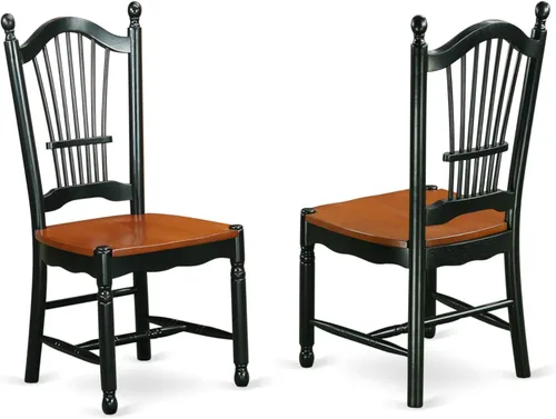 East West Furniture DOC-BCH-W Dover - Sillas de comedor con respaldo de listones, sillas de cocina de madera, juego de 2, color negro y cereza