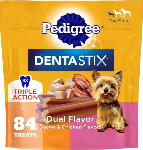 Miniatura 15 de Pedigree Dentastix - Golosinas para perros de raza pequeña y juguete, originales con pollo real, bolsa de 14 onzas (58 golosinas)