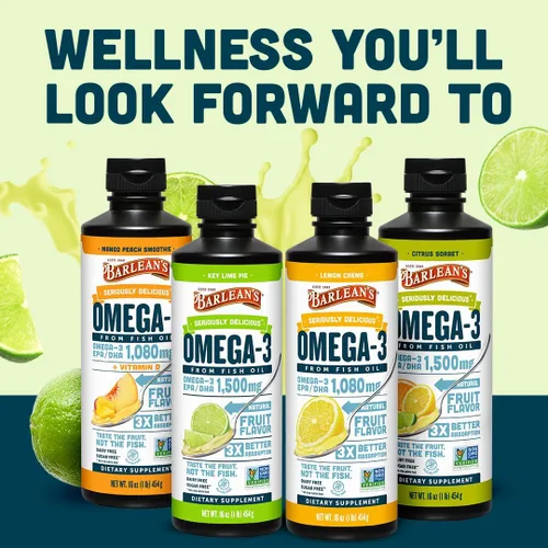 Miniatura 7 de Barlean's Suplemento líquido de aceite de pescado Omega 3 para hombres y mujeres, 1500mg de ácido graso EPA y DHA, promueve la salud del cerebro
