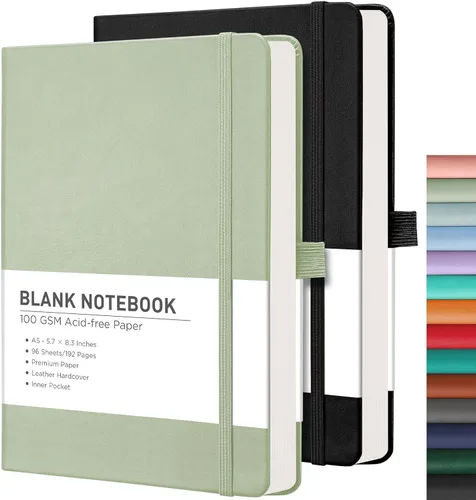 Miniatura 43 de RETTACY Cuaderno rayado, 2 paquetes, 192 páginas numeradas por paquete, tamaño A5 mediano (5.7 x 8.3 pulgadas), para hombres y mujeres, escritura