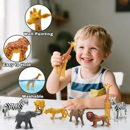 Miniatura 2 de Figuras de animales de safari, juguetes de animales de zoológico de plástico para niños pequeños de 1 a 3 años, figuras realistas de animales