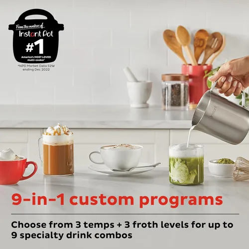 Miniatura 7 de Instant Pot Instant MagicFroth - Vaporizador y espumador eléctrico 9 en 1, jarra de acero inoxidable de 17 onzas, máquina de espuma fría y caliente