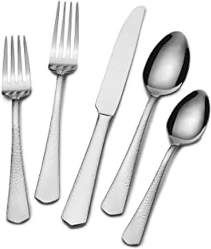 Miniatura 10 de Towle Living Satin Wave - Juego de cubiertos de acero inoxidable forjado de 20 piezas, servicio para 4
