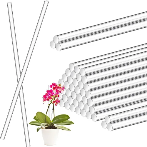 Vicenpal 30 Pcs 16 Inch Clear Acrylic Rods 2 mm Plant Stakes Acrylic Dowel Rods Plant Support Stakes Round Strip Sticks for Party DIY Crafts