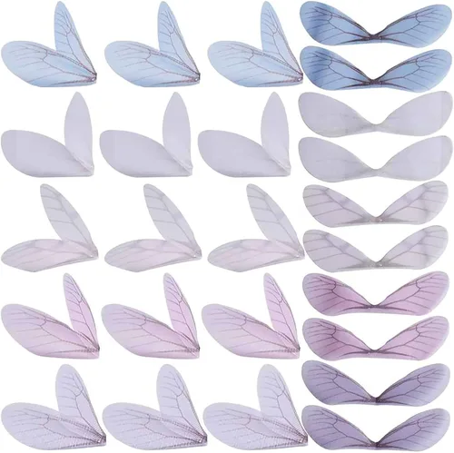 Miniatura 12 de SUNNYCLUE 1 caja 180 pares de decoraciones de mariposa de tela 3D adorno de mariposa pequeñas alas de mariposa de organza para bricolaje, joyas