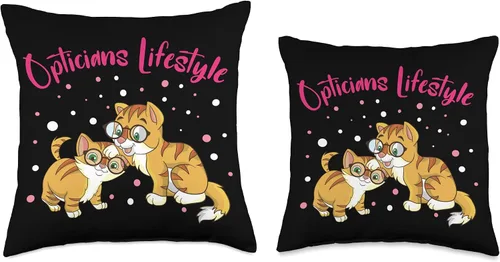 Miniatura 3 de Pedigree Cat With Glasses Gafas de lectura Cat Owners Kater Opticians, almohada de 16 x 16 pulgadas, multicolor