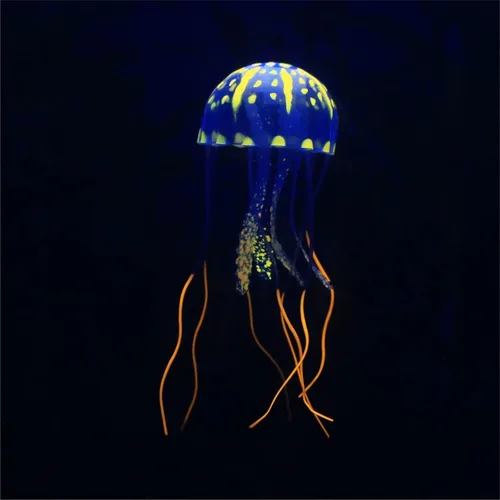 Miniatura 2 de Jowxsx Juguete de medusas divertidas Accesorios para pecera, decoración flotante del mundo submarino, adornos de acuario de dibujos animados, Azul