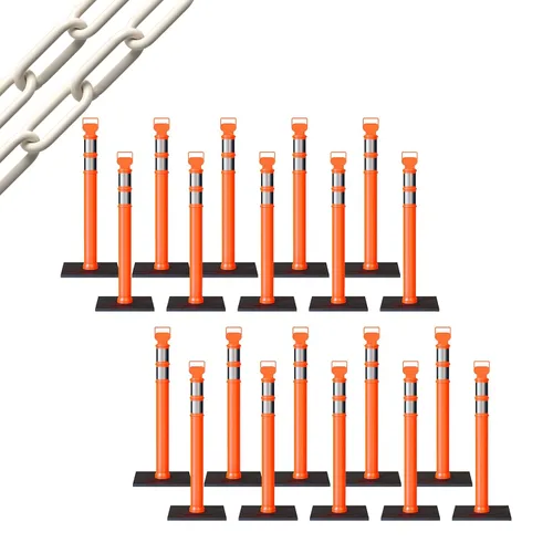 Miniatura 19 de Trafford Industrial - Juego de 20 postes de delineador de 45 pulgadas, collares reflectantes de 3 pulgadas, base de goma de 10 libras