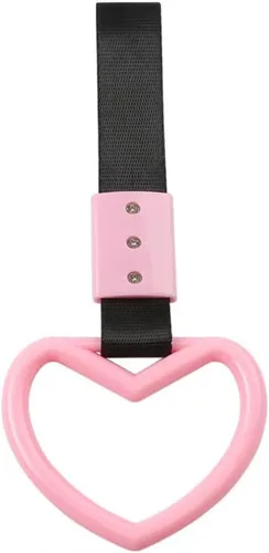 1 unidad de anillo colgante JDM Tsurikawa para tren de metro, autobús, correa de mano para automóvil, diseño de deriva (corazón: negro/rosa)