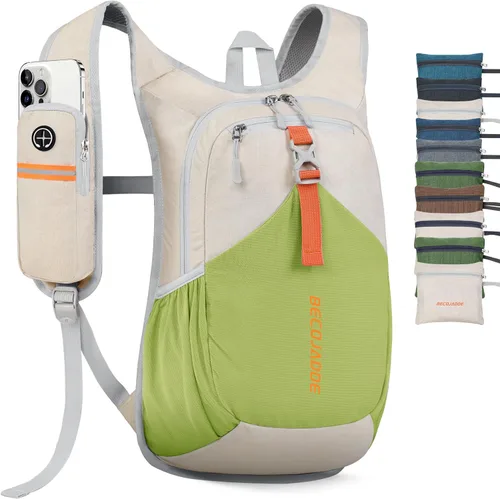 Miniatura 24 de BECOJADDE - Mochila de senderismo pequeña de 15 L para hombres y mujeres, plegable y ultraligera, para viajes, camping y actividades al aire libre
