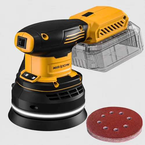 Lijadora orbital aleatoria inalámbrica sin escobillas compatible con batería Dewalt de 20 V, lijadora orbital eléctrica de palma con colector de