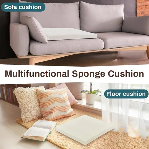 Miniatura 6 de Frienda Paquete de 3 cojines de espuma de alta densidad de 2 x 20 x 20 pulgadas, repuesto de cojín de espuma de corte cuadrado a medida, para silla