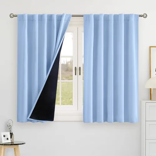 Miniatura 129 de BGment Cortinas 100% opacas beige de 63 pulgadas de largo con forro aislante térmico, bolsillo para varilla y lengüeta trasera de doble capa