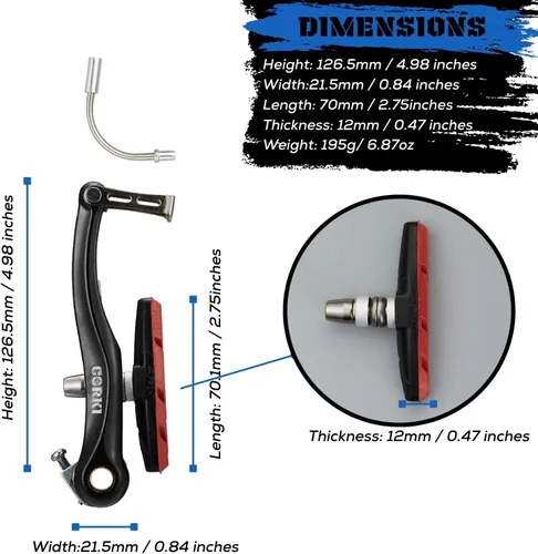 Miniatura 2 de Corki Cycles Linear Mountain Bike V-Brake Set delantero y trasero 2 pares - Pastillas de freno de 2.756 in