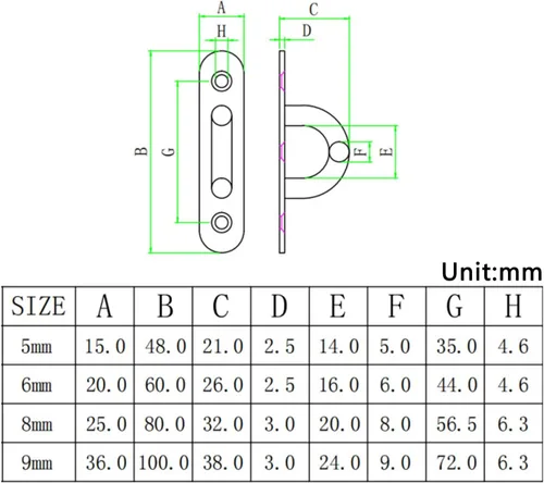 Miniatura 5 de M5 - Gancho de techo para placa de ojo de acero inoxidable 304, resistente para colgar (paquete de 6, tornillos incluidos)